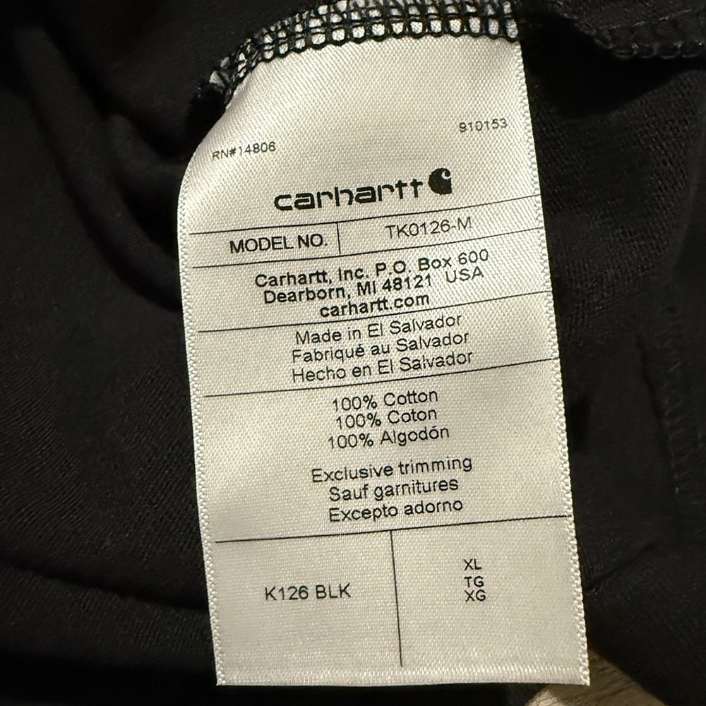 Carhartt Men's Long Sleeve Tee shirt loose fit black size XL chest‎ pocket - Picture 9 of 10